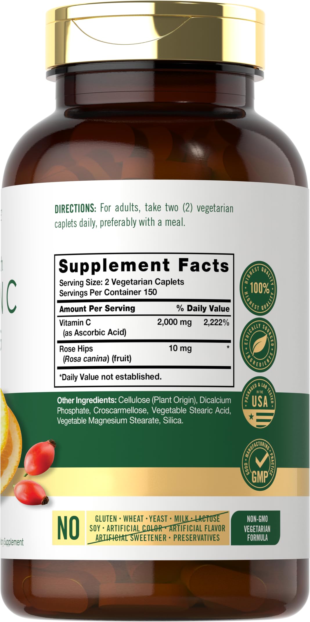 Carlyle Vitamin C caplets packaging showing label and serving size.