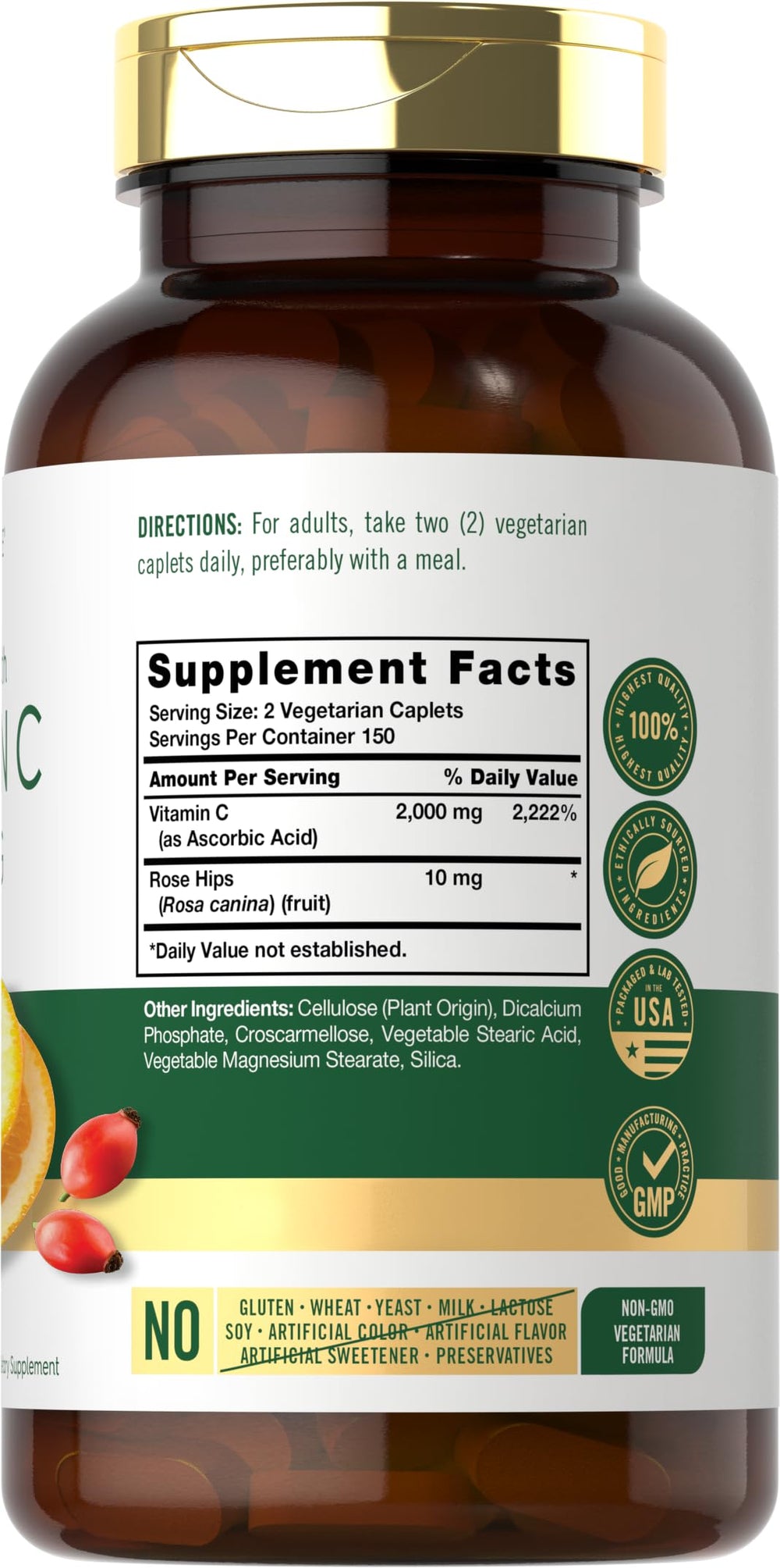 Carlyle Vitamin C caplets packaging showing label and serving size.