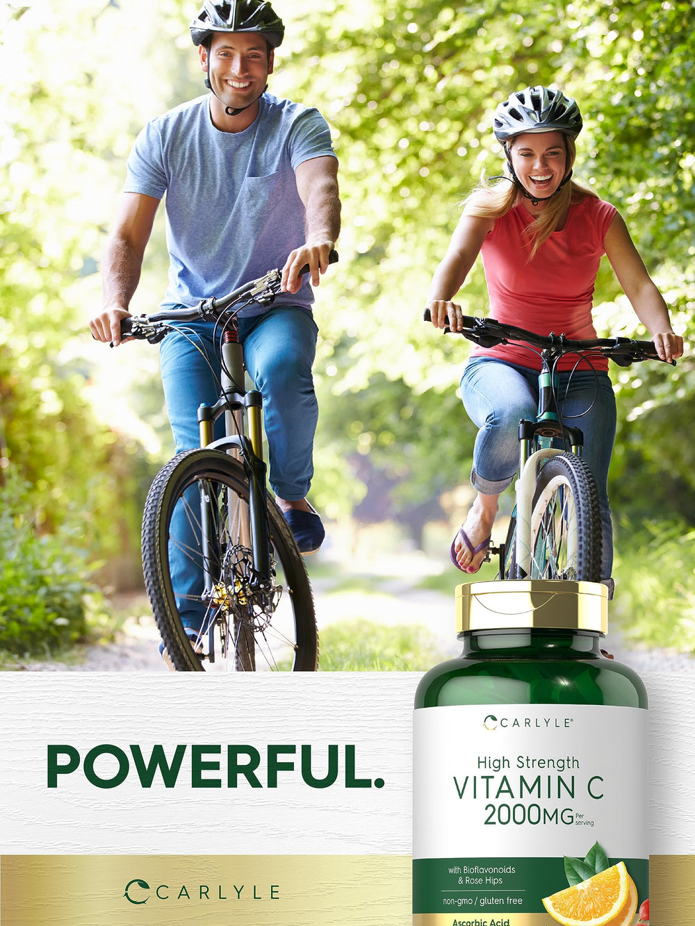 Ingredient list on Carlyle Vitamin C 2000mg bottle for transparency.
