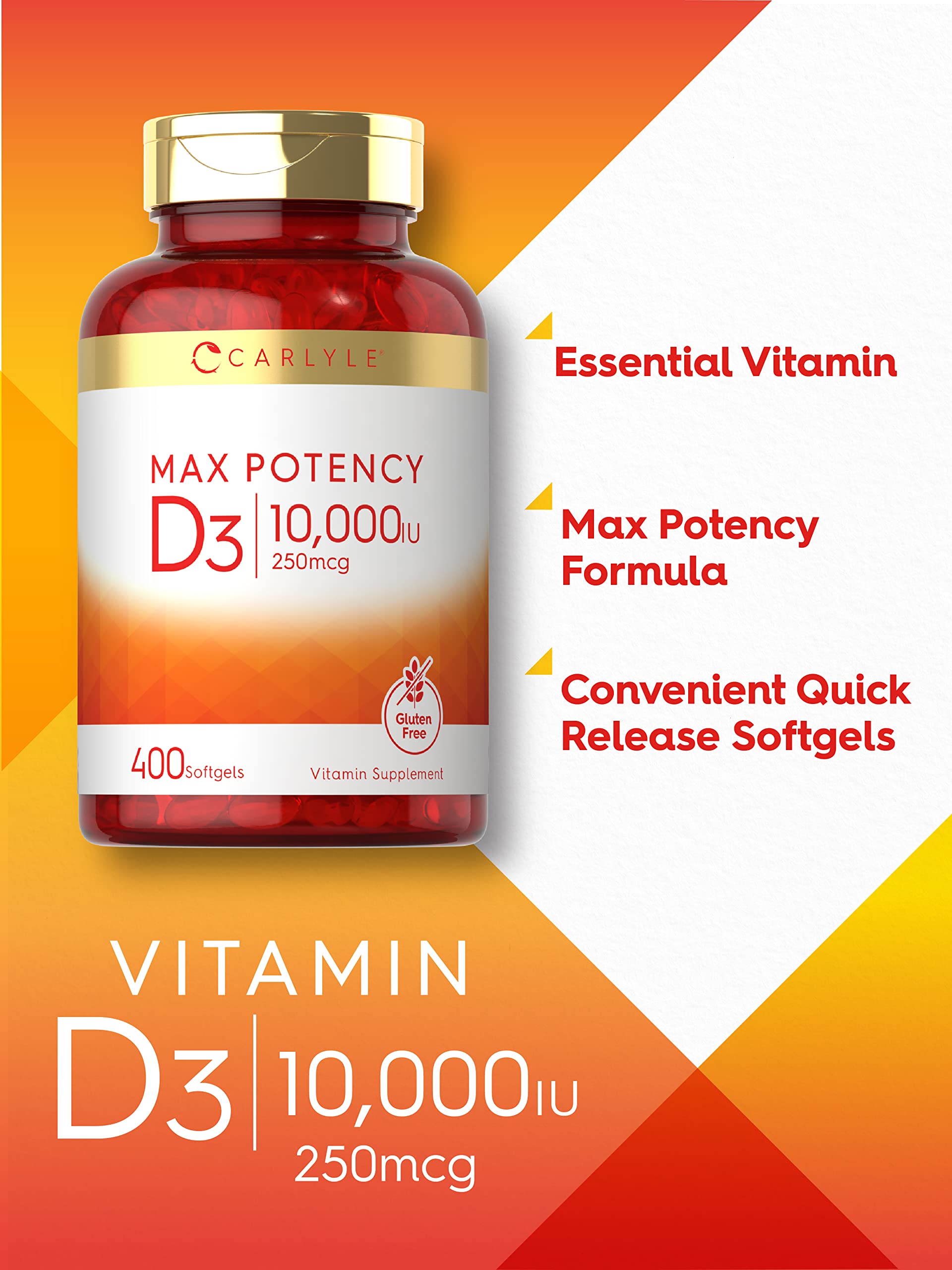 Carlyle Vitamin D3 softgels packaging front shows quality.