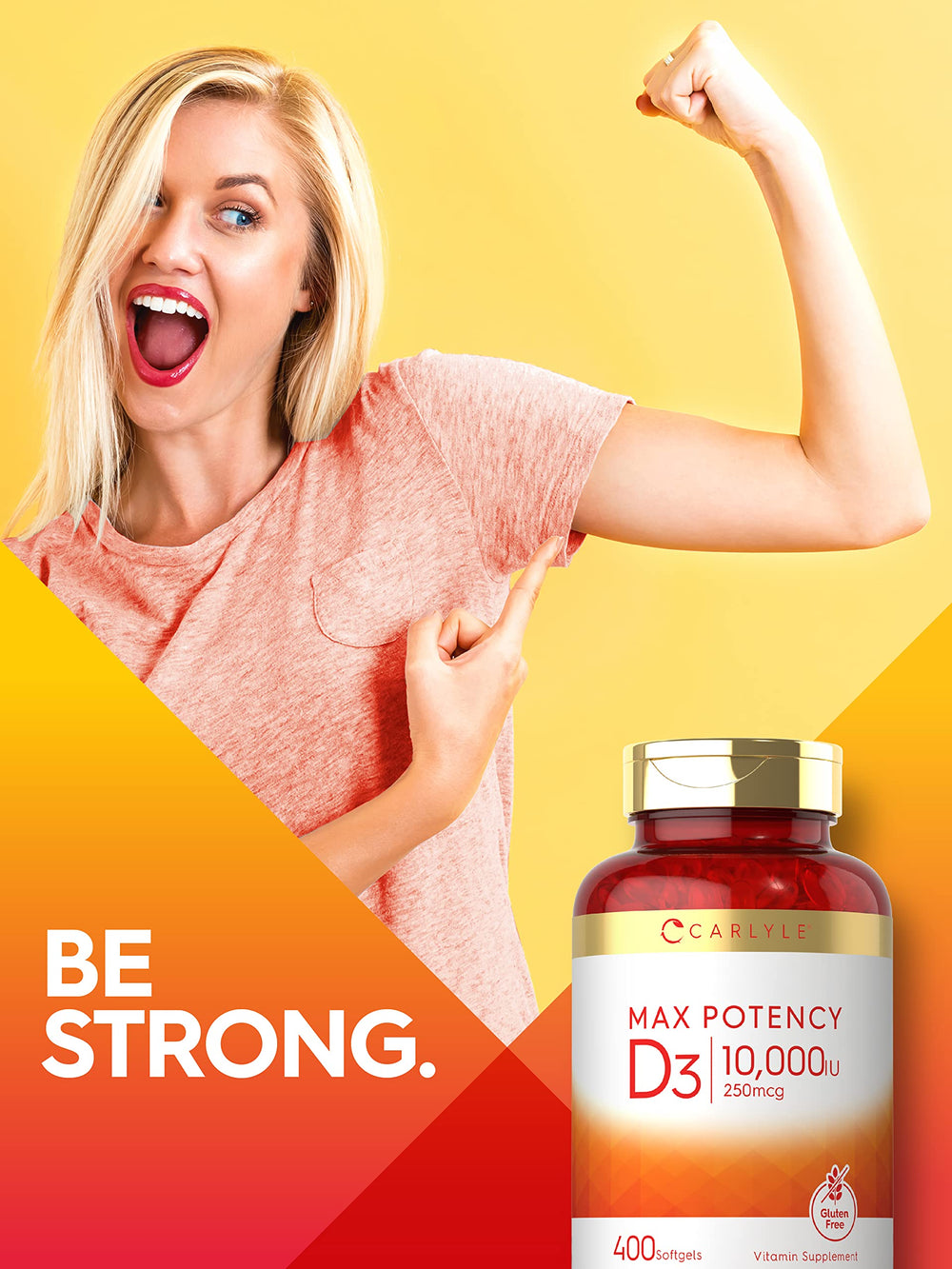 Carlyle Vitamin D3 value-size packaging with seal intact.