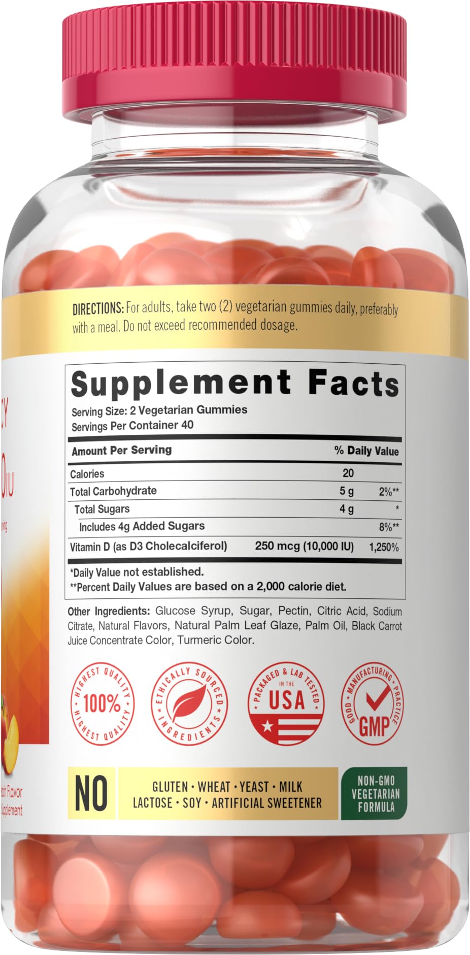 Carlyle Vitamin D3 10000iu bottle pour shows serving size for daily support.