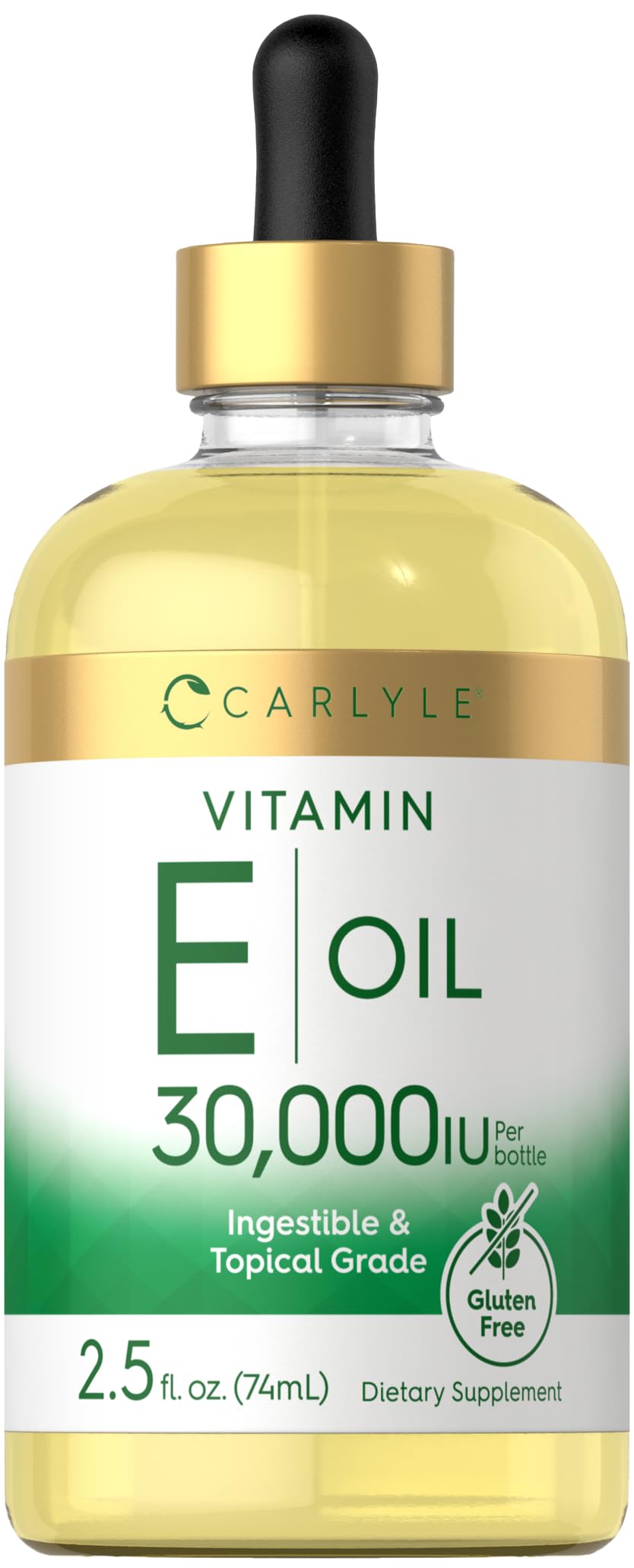 Carlyle Vitamin E Oil bottle with dropper for easy topical moisturization.