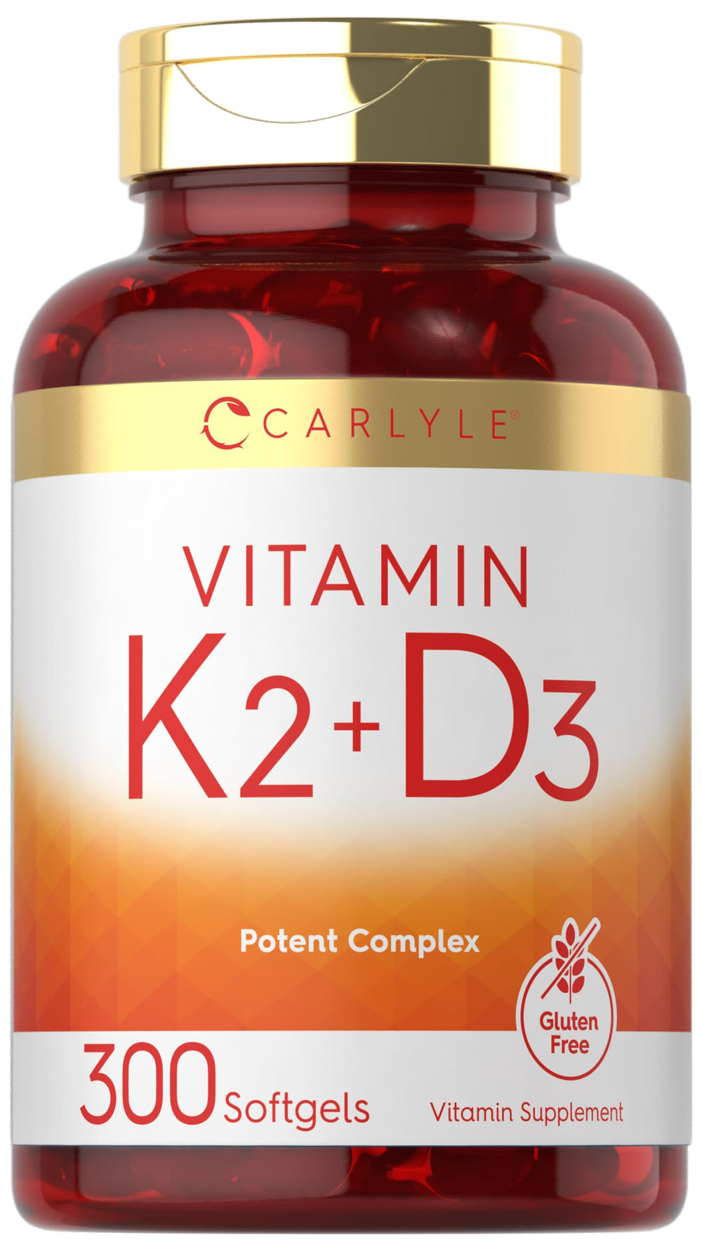 Carlyle Vitamin K2 D3 softgels bottle ready for daily wellness routine