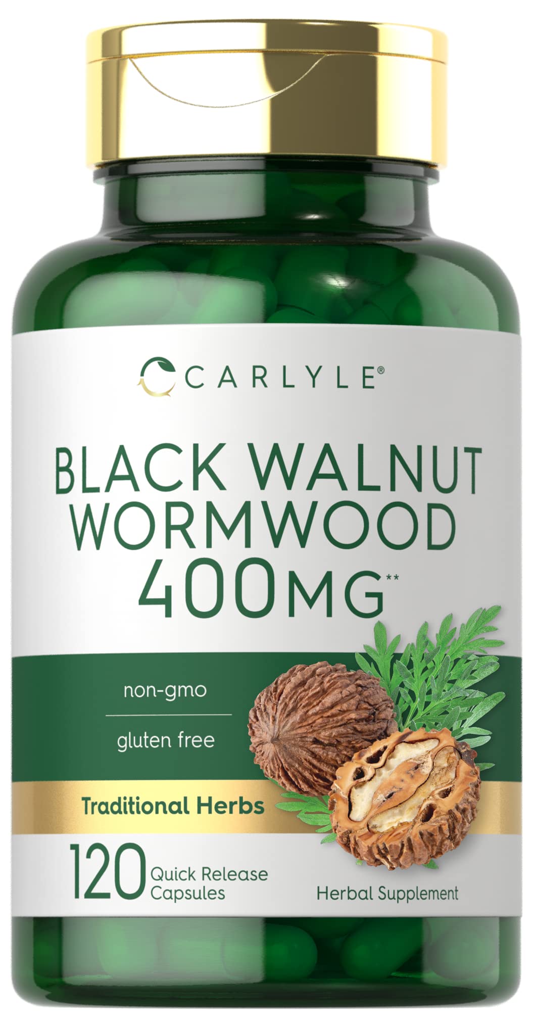 Carlyle Wormwood Black Walnut bottle front showing premium herbal formula for daily wellness