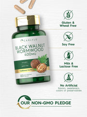 Carlyle Wormwood Black Walnut label closeup with important supplement details