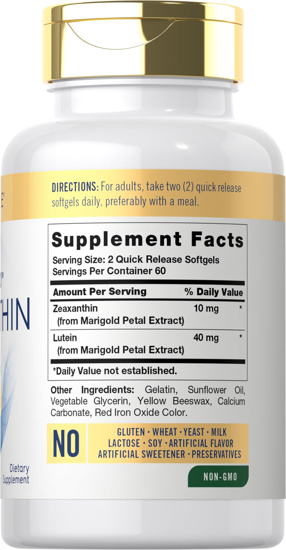 Two softgels serving shown for easy daily lutein and zeaxanthin intake