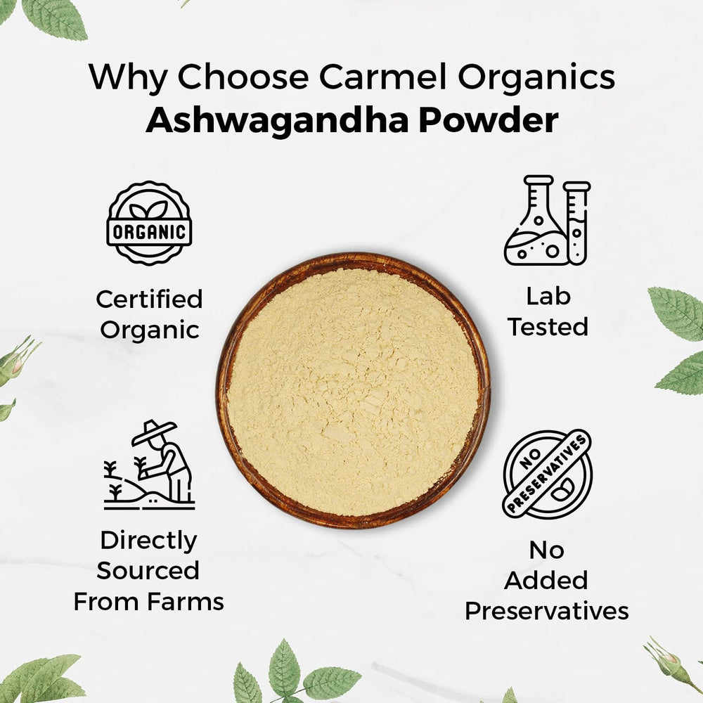 Carmel Organics Ashwagandha stirred into warm milk for a comforting drink.
