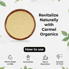 Carmel Organics packaging shows USDA certification and non-GMO promise.