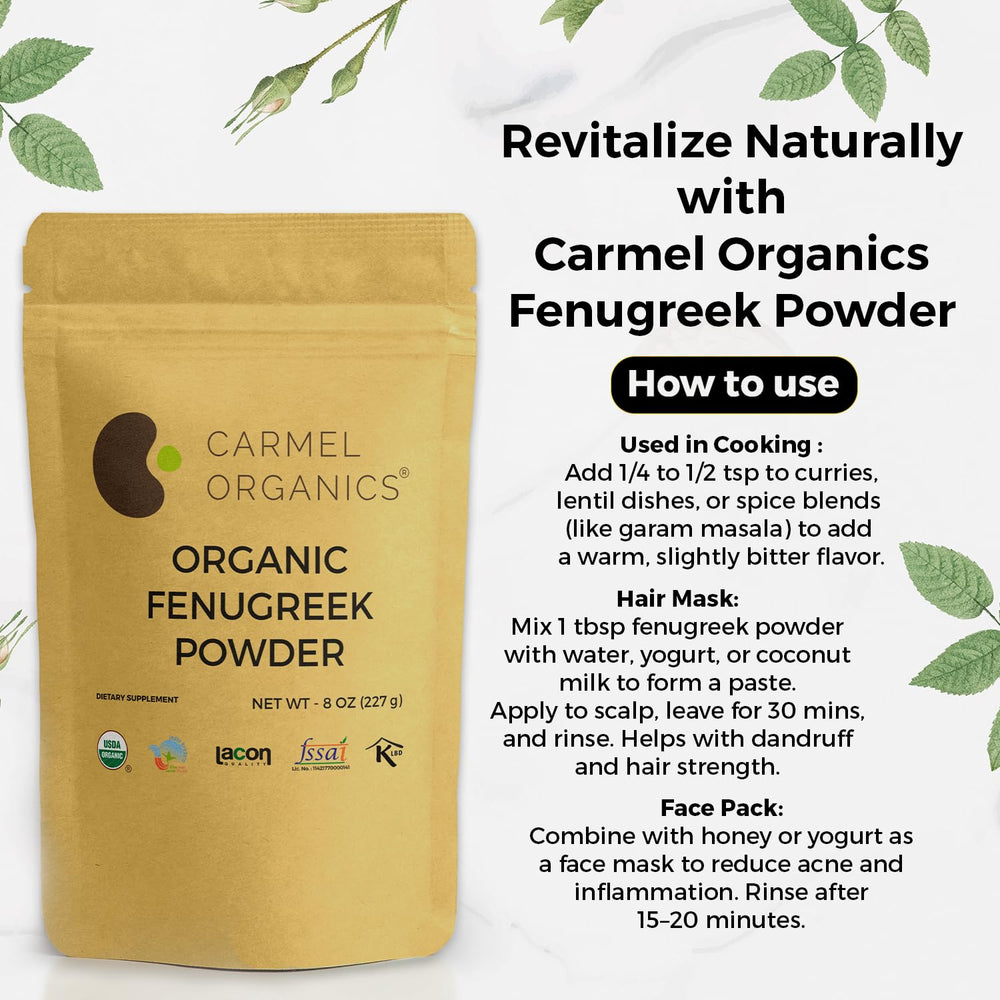 Carmel Organics non-GMO fenugreek supports everyday cooking needs.