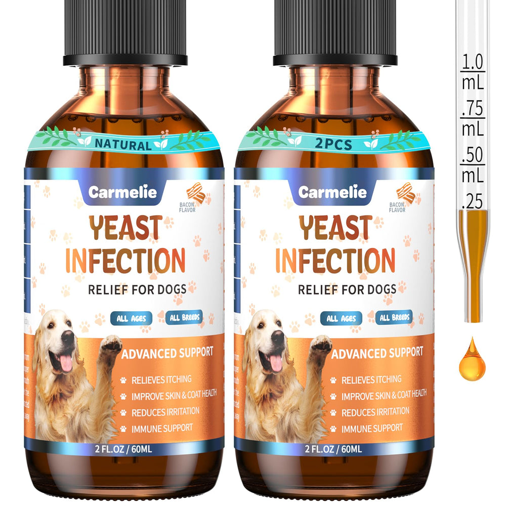 Carmelie yeast relief liquid bottle for gentle daily dog care