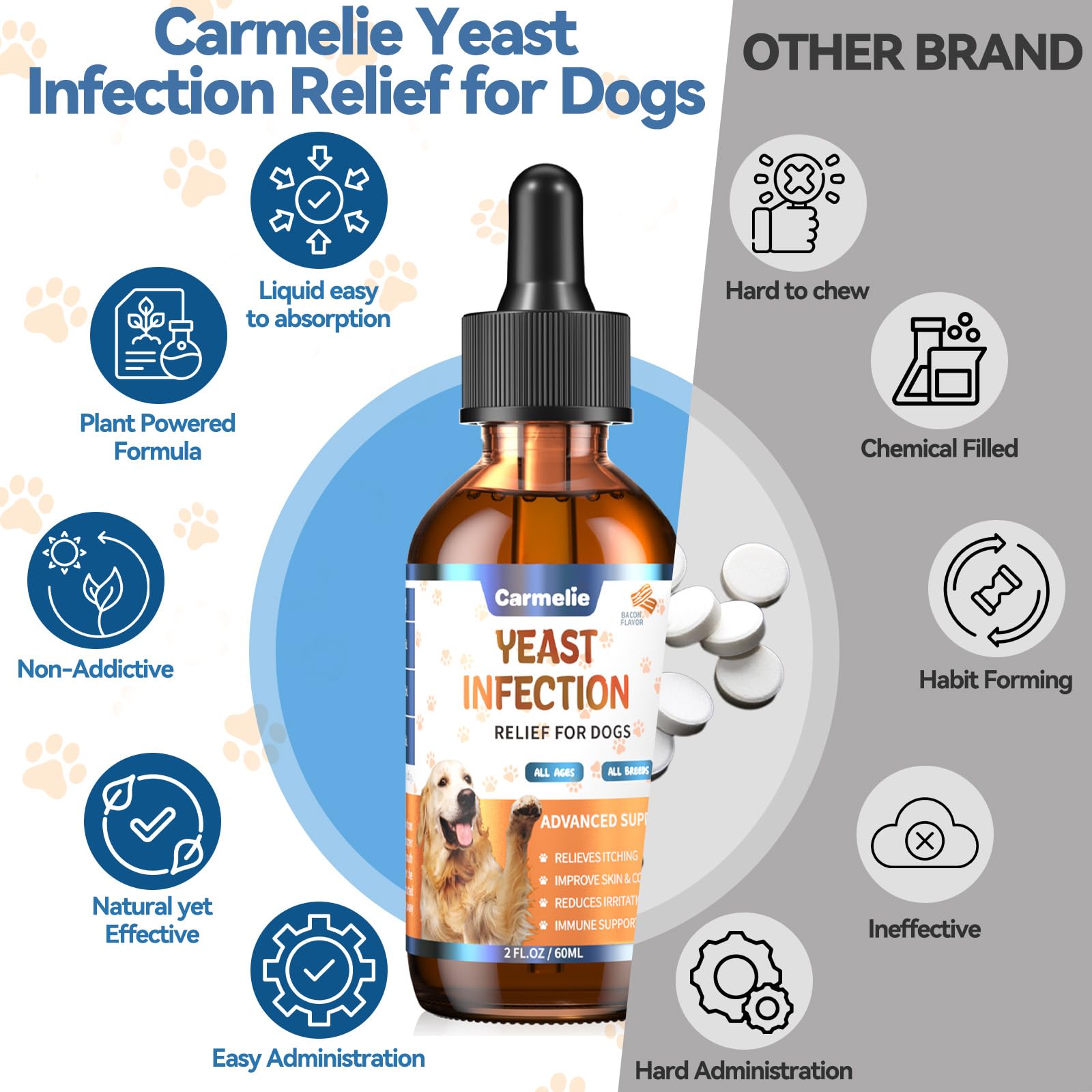 Carmelie packaging close-up communicates natural plant-based formula