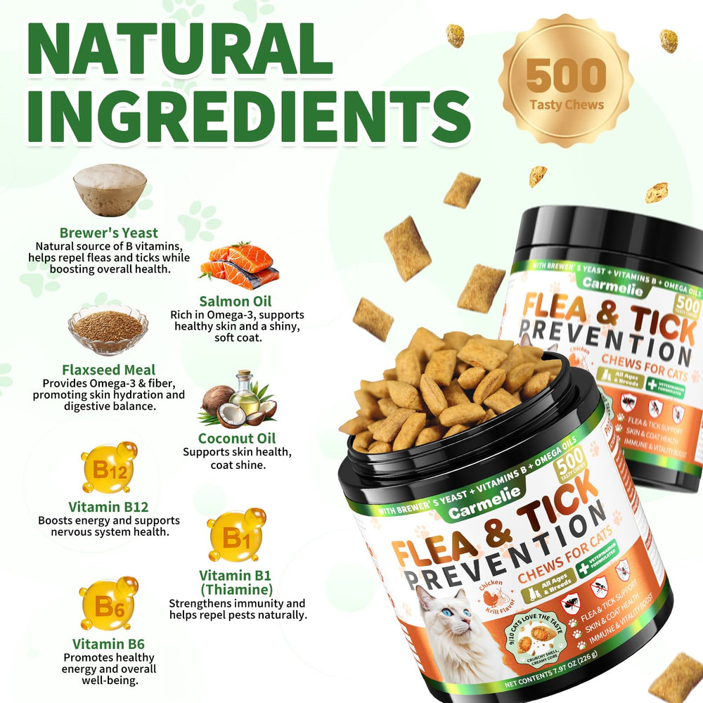 Carmelie chews showcase vitamin B complex and flaxseed for daily vitality