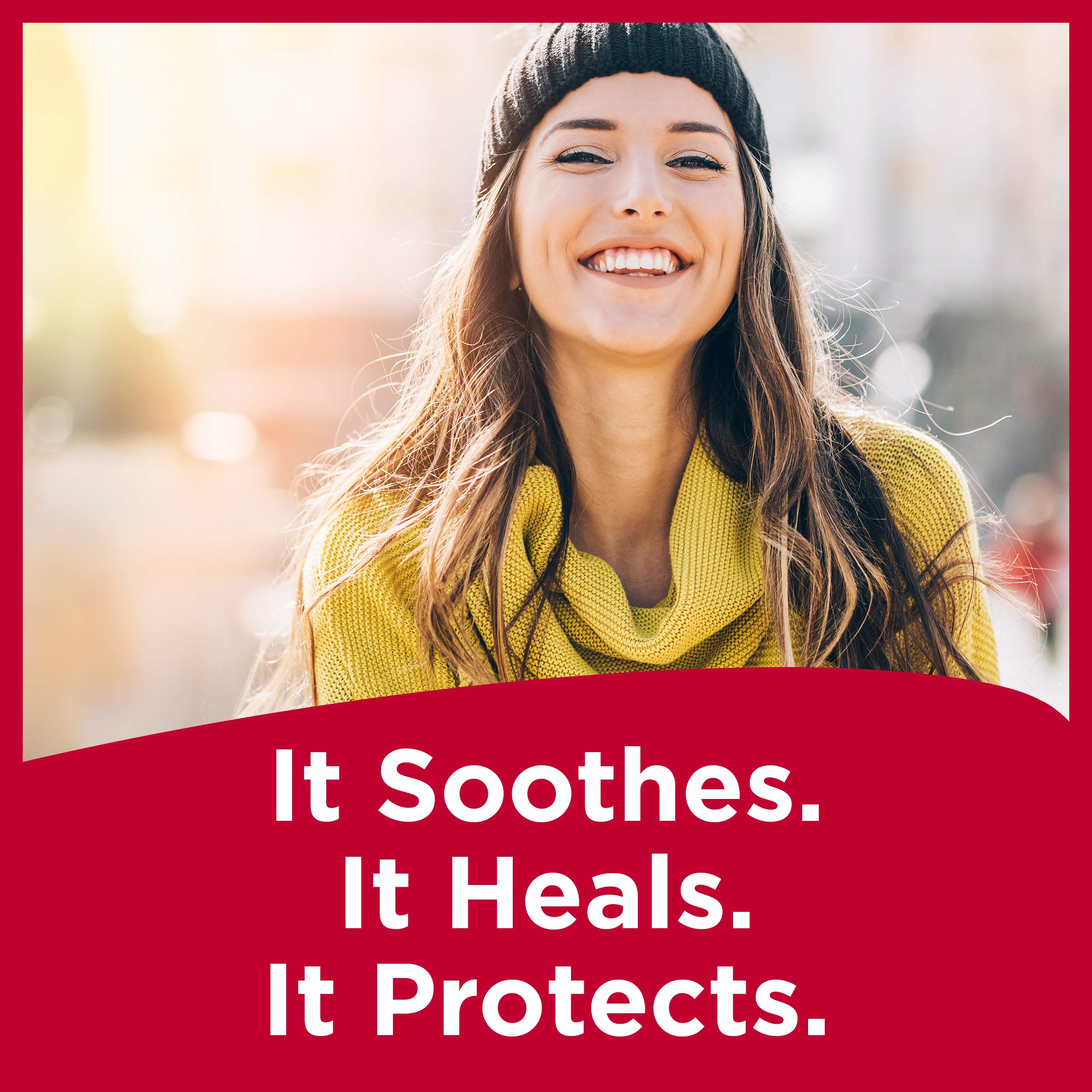 Close-up of Carmex on lips showcasing smooth glide and hydration.