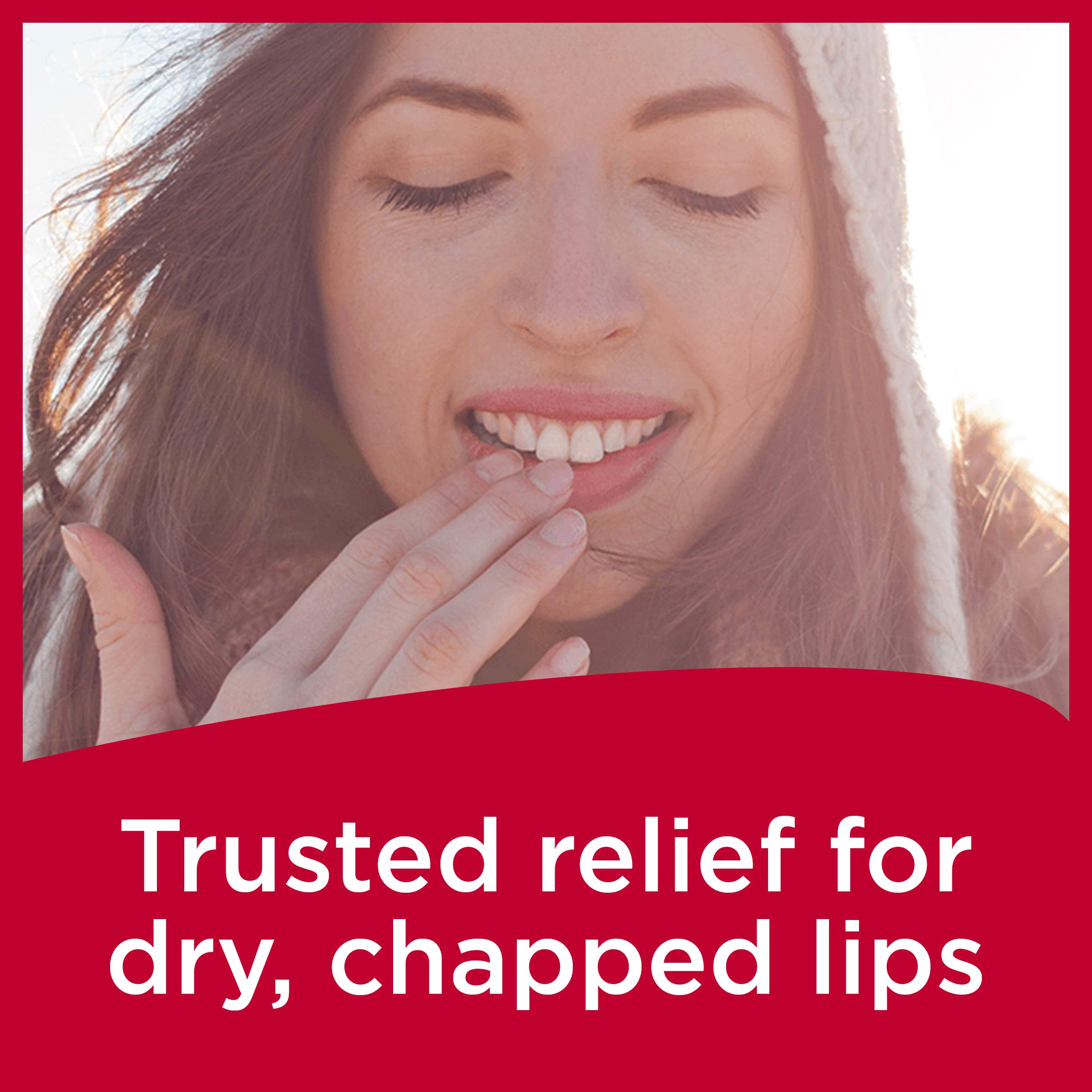 Carmex menthol cooling sensation refreshes lips during windy days.