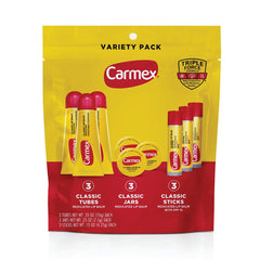 Carmex Classic medicated tubes close-up showcasing smooth lip balm texture for daily moisture