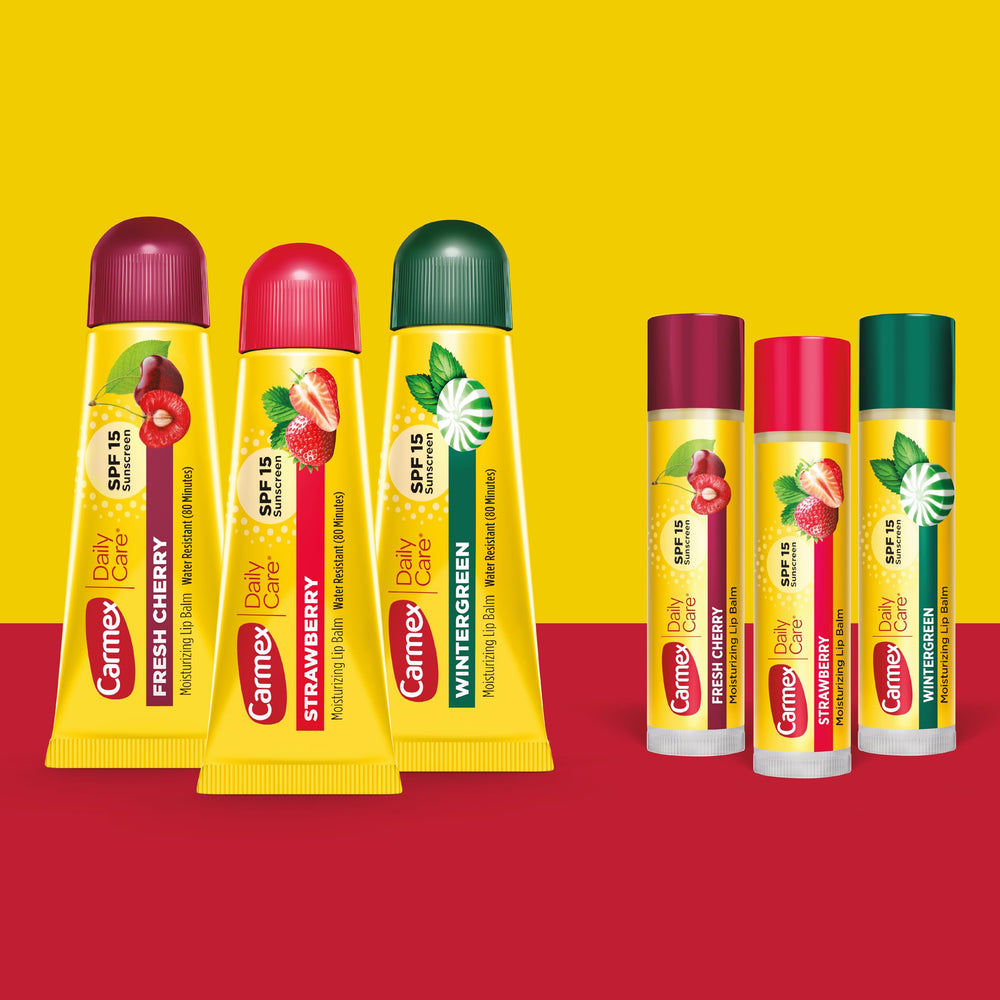 Carmex Daily Care pack flavors display for easy flavor selection.