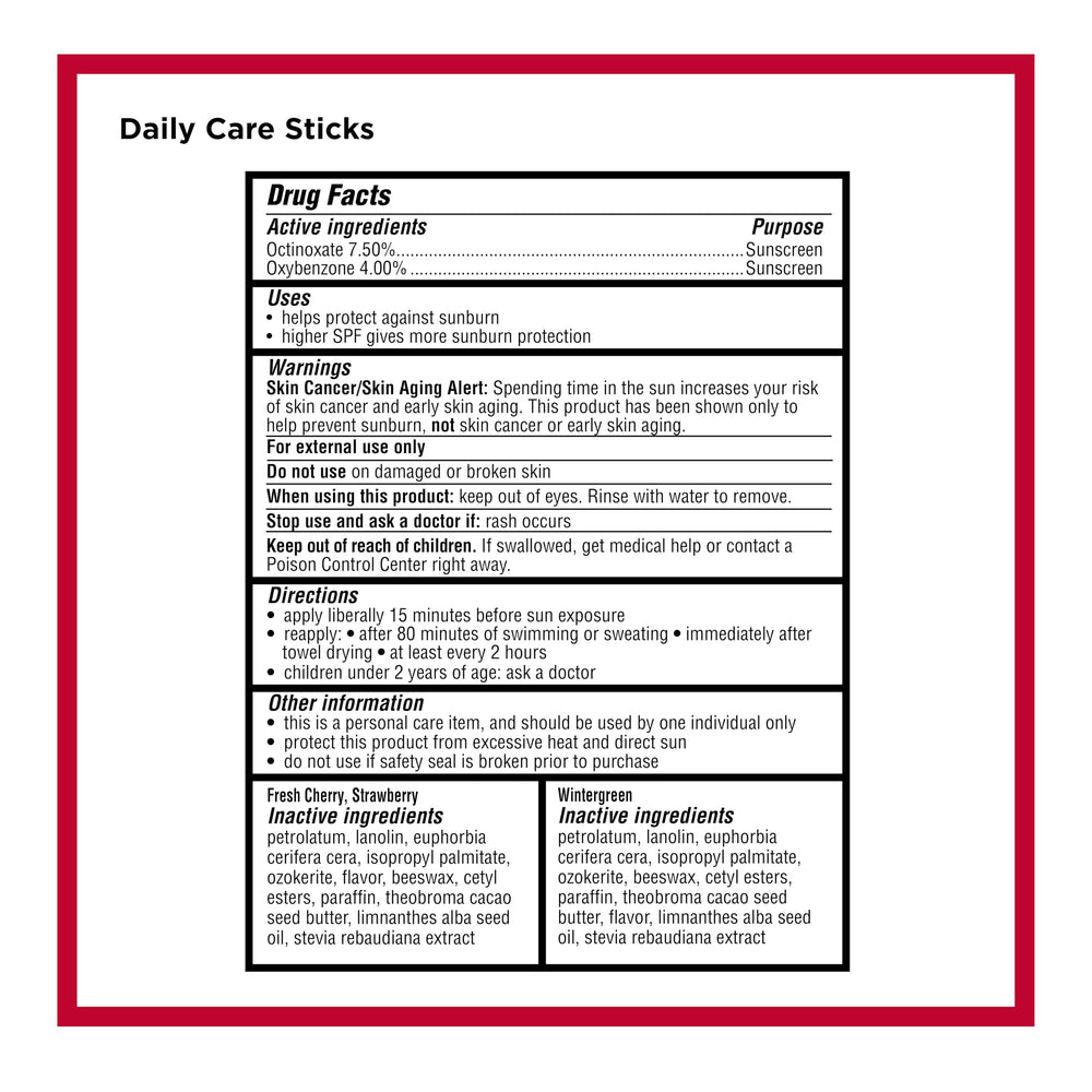 Carmex lip balm showing water resistance during activity.