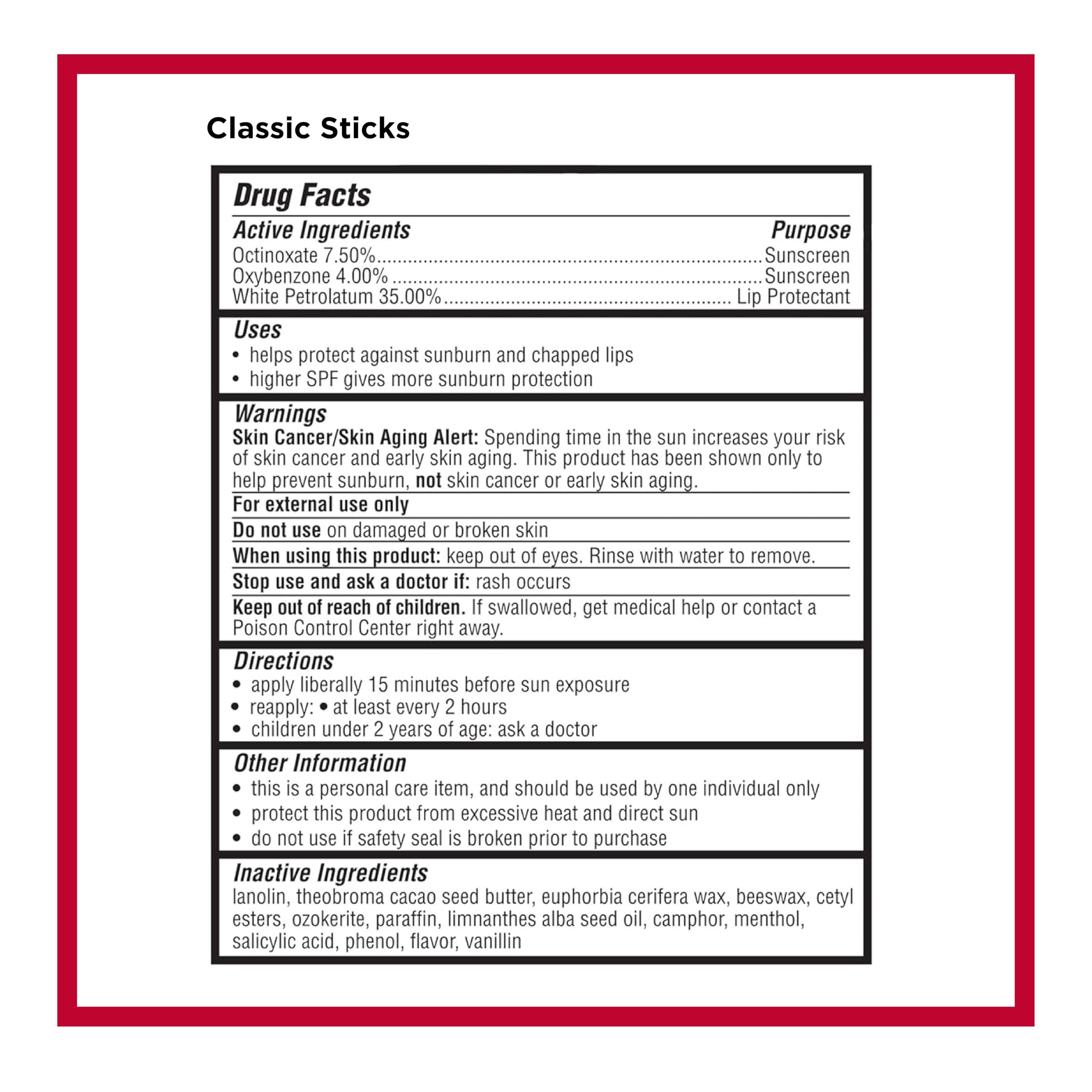 Carmex pack back image showing full 9-count variety