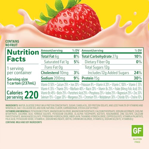 Carnation Breakfast Essentials High Protein strawberry front-label shows protein per serving.