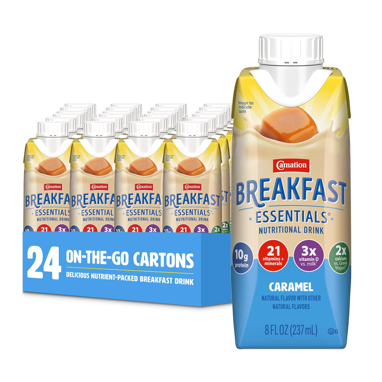 Carnation Breakfast Essentials Original Caramel bottle ready to drink for protein mornings
