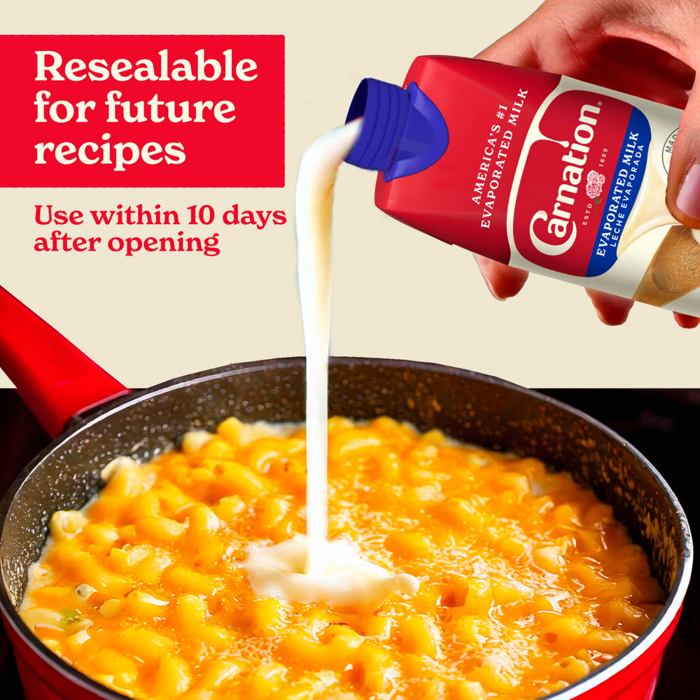 Carnation Evaporated Milk used in flan for silky custards.