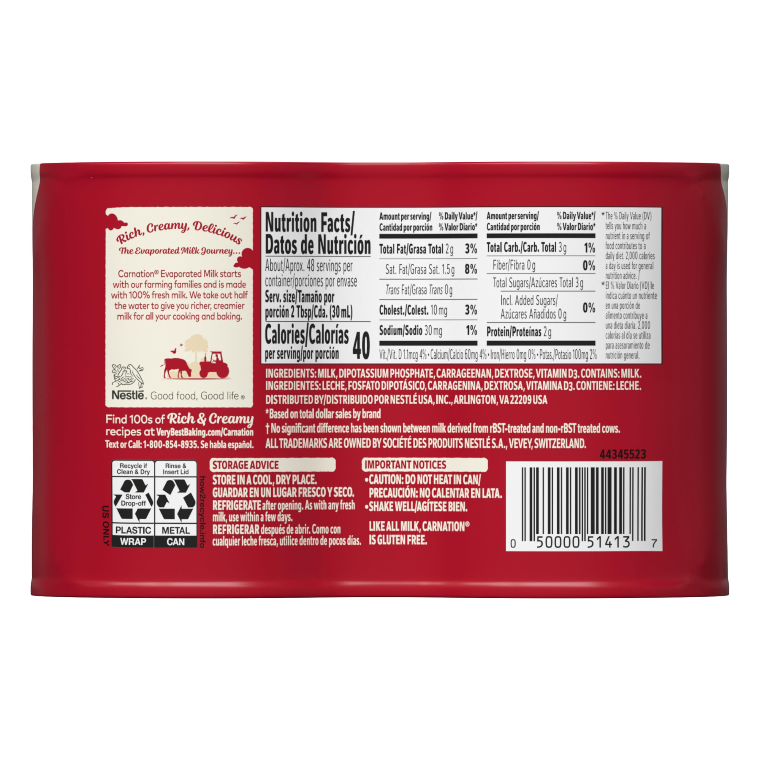 Pouring Carnation Evaporated Milk from a glass highlighting creamy texture for sauces.
