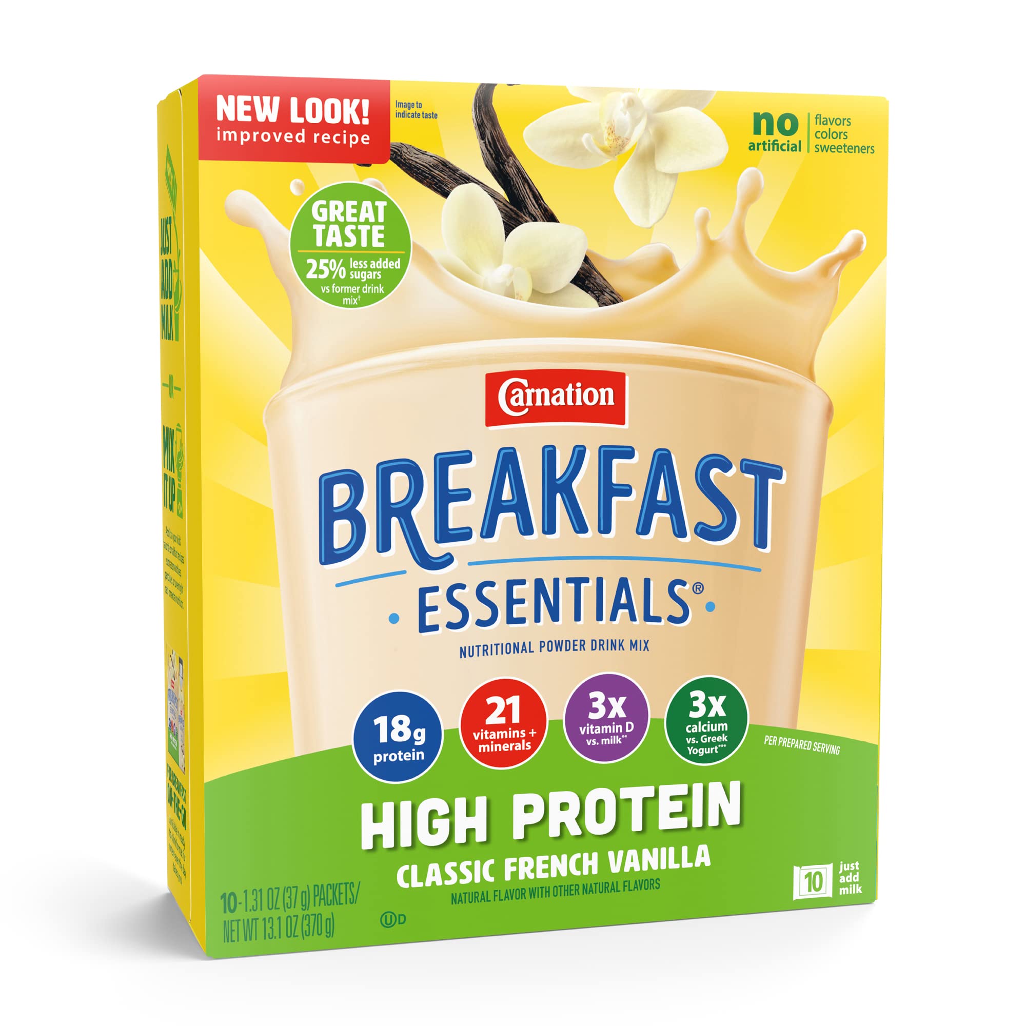 Carnation High Protein powder vanilla packets for quick nutrition