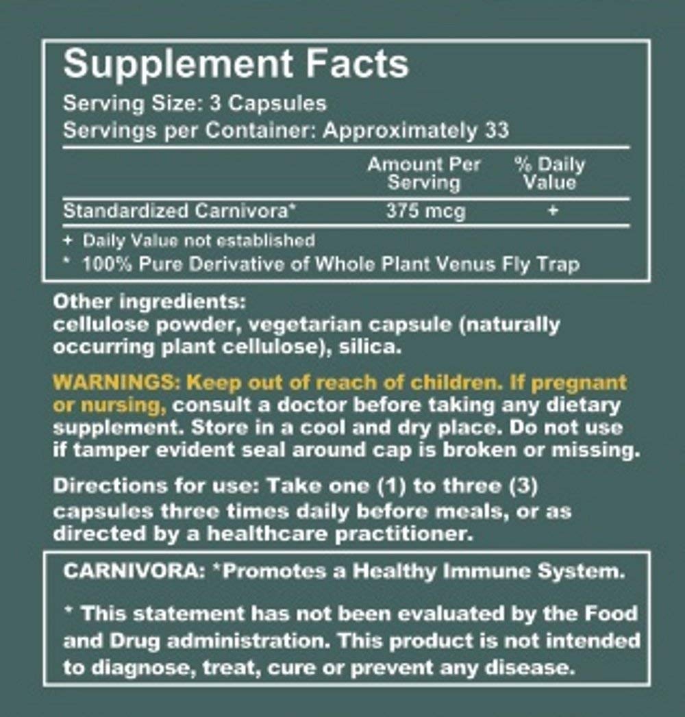 Carnivora Vegi-Caps label detail emphasizes allergen-free formula for gluten-free diets