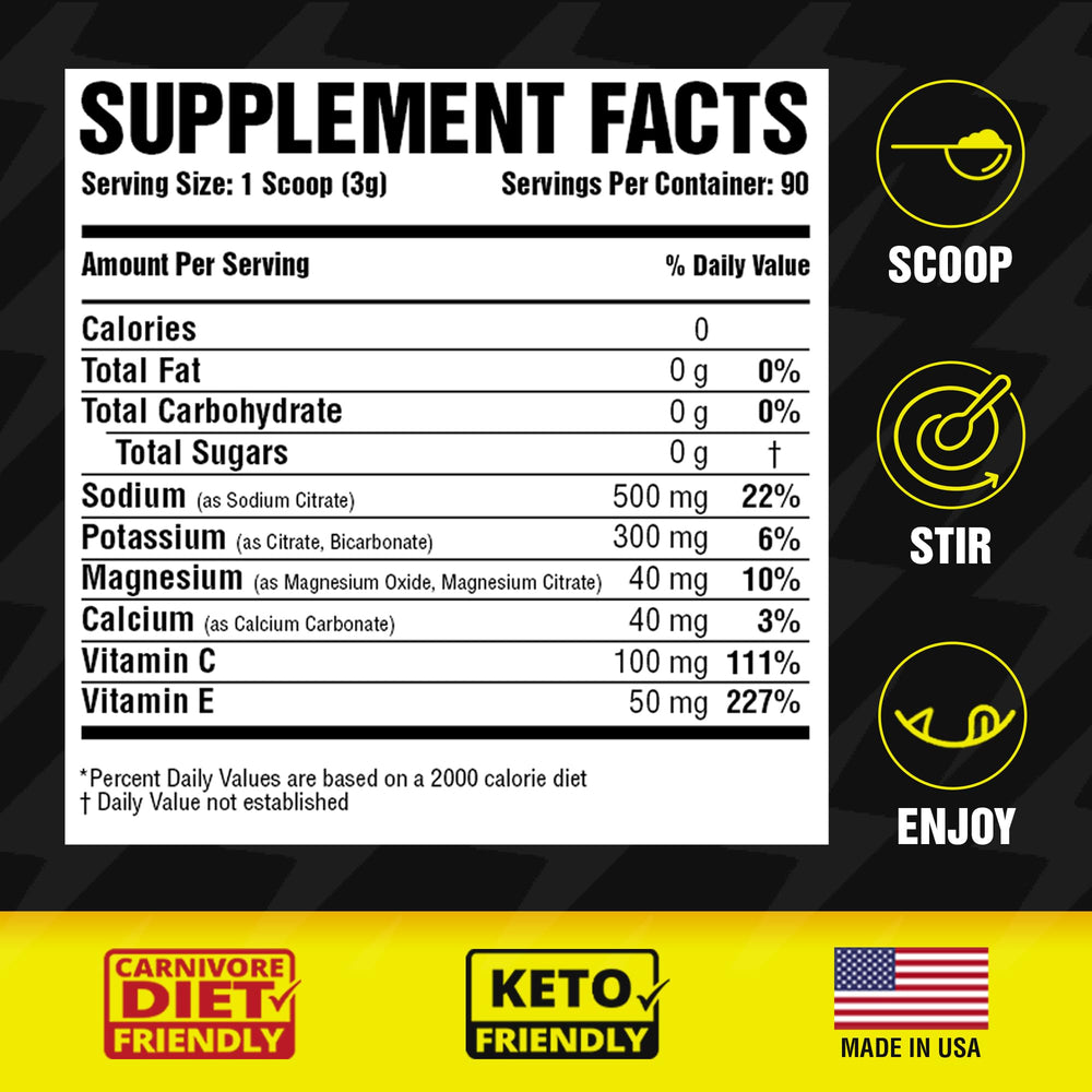 Carnivore Electrolytes formula from the USA supports sustained energy without sugar.