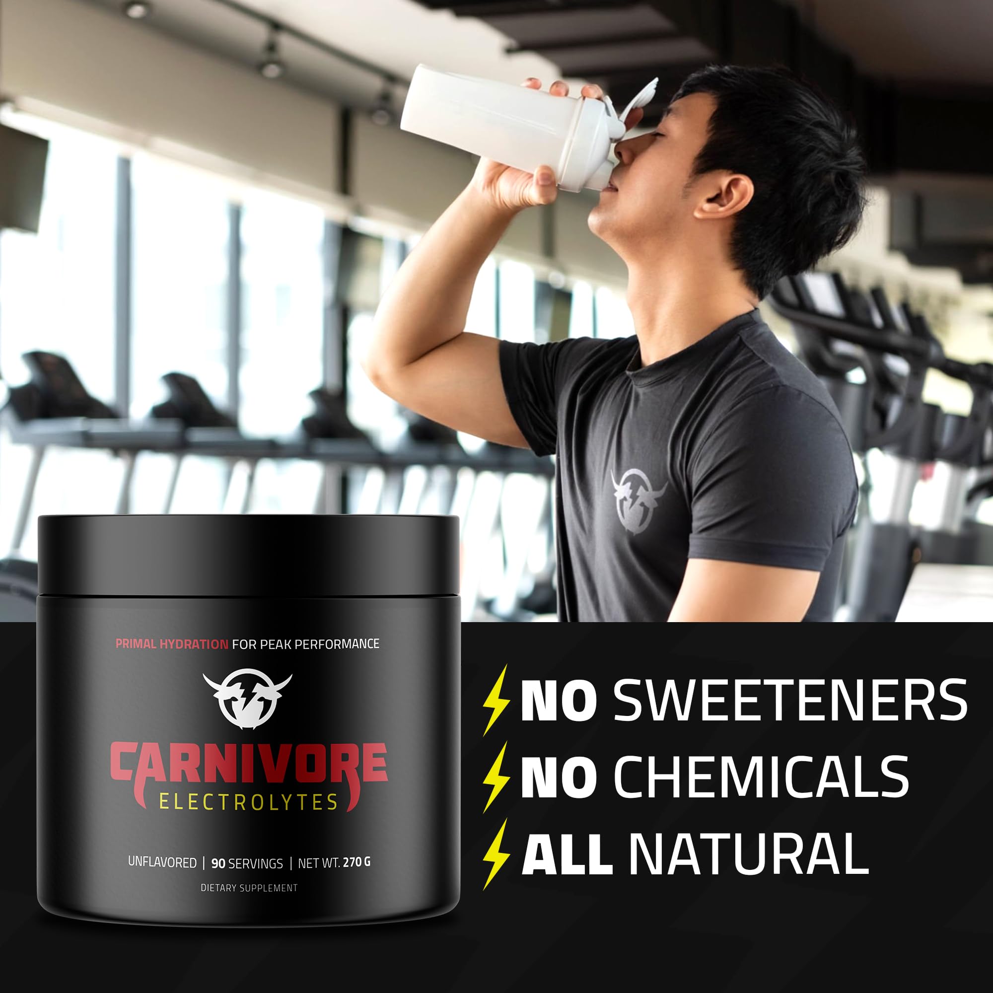 Carnivore Electrolytes quick-dissolve powder for gym sessions and workouts.