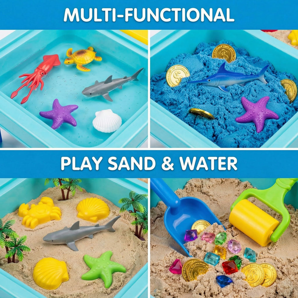 Children play in Carolart table using sand for creative storytelling