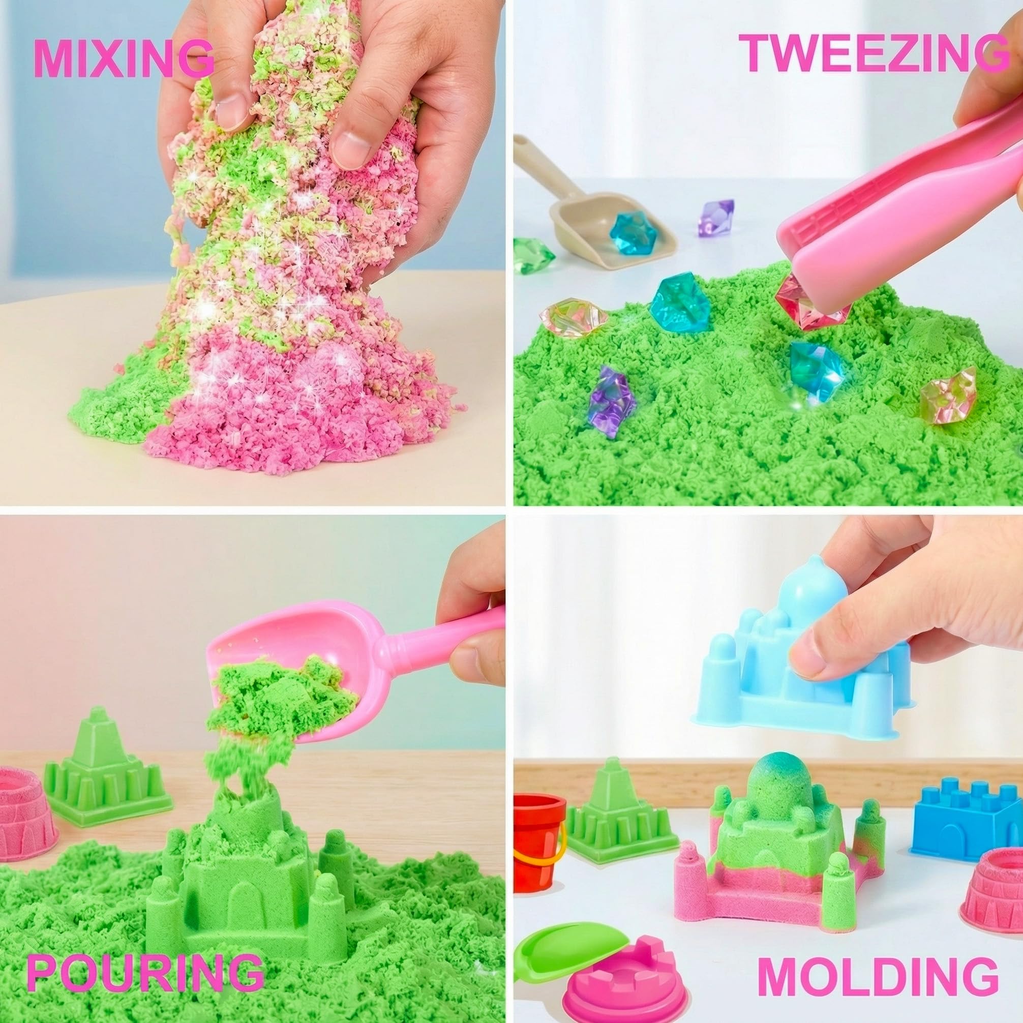 Discover hidden pieces in Carolart unicorn scene sensory bin