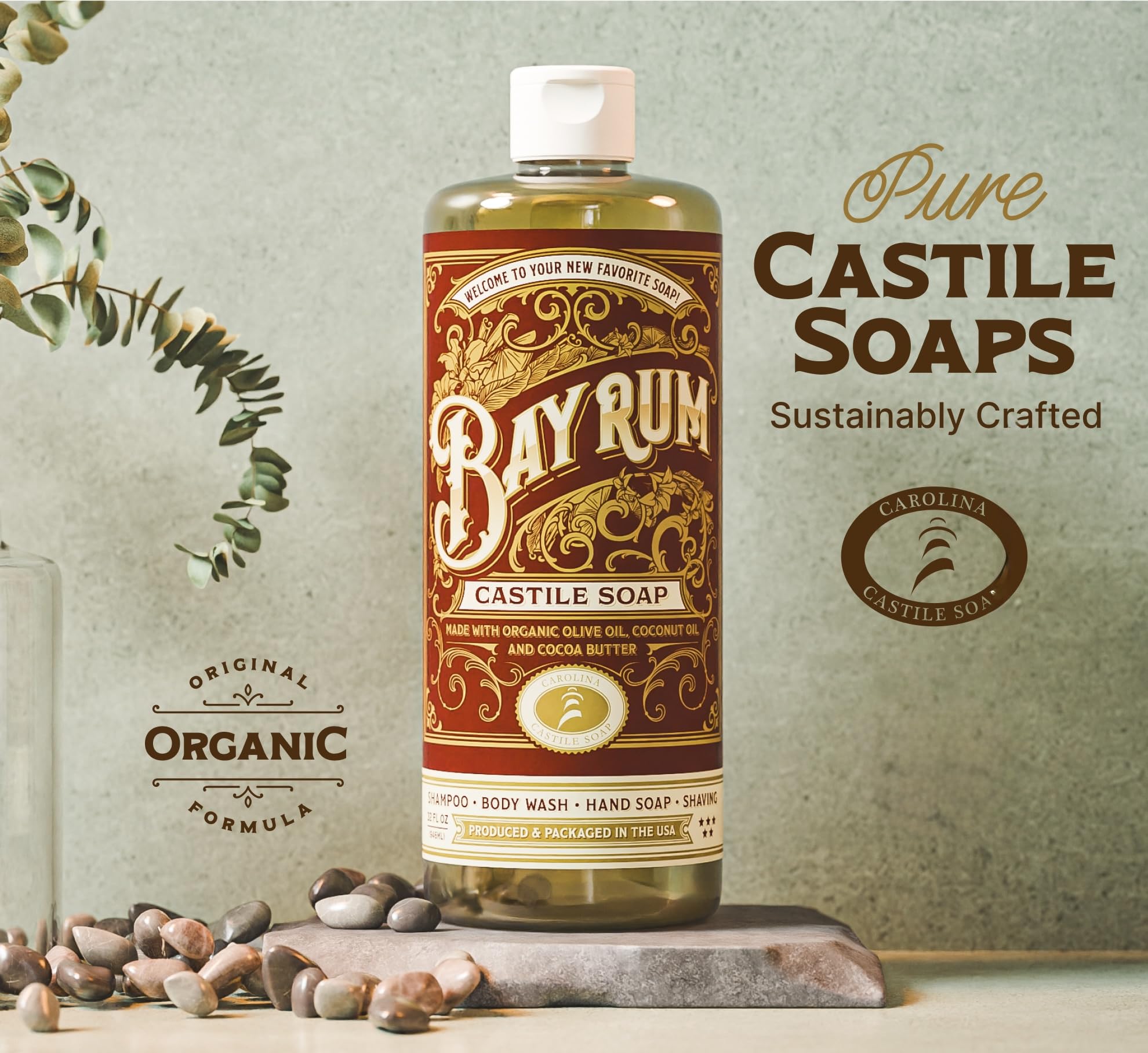Daily use vibe of Carolina Castile Soap for body, hair, and hands