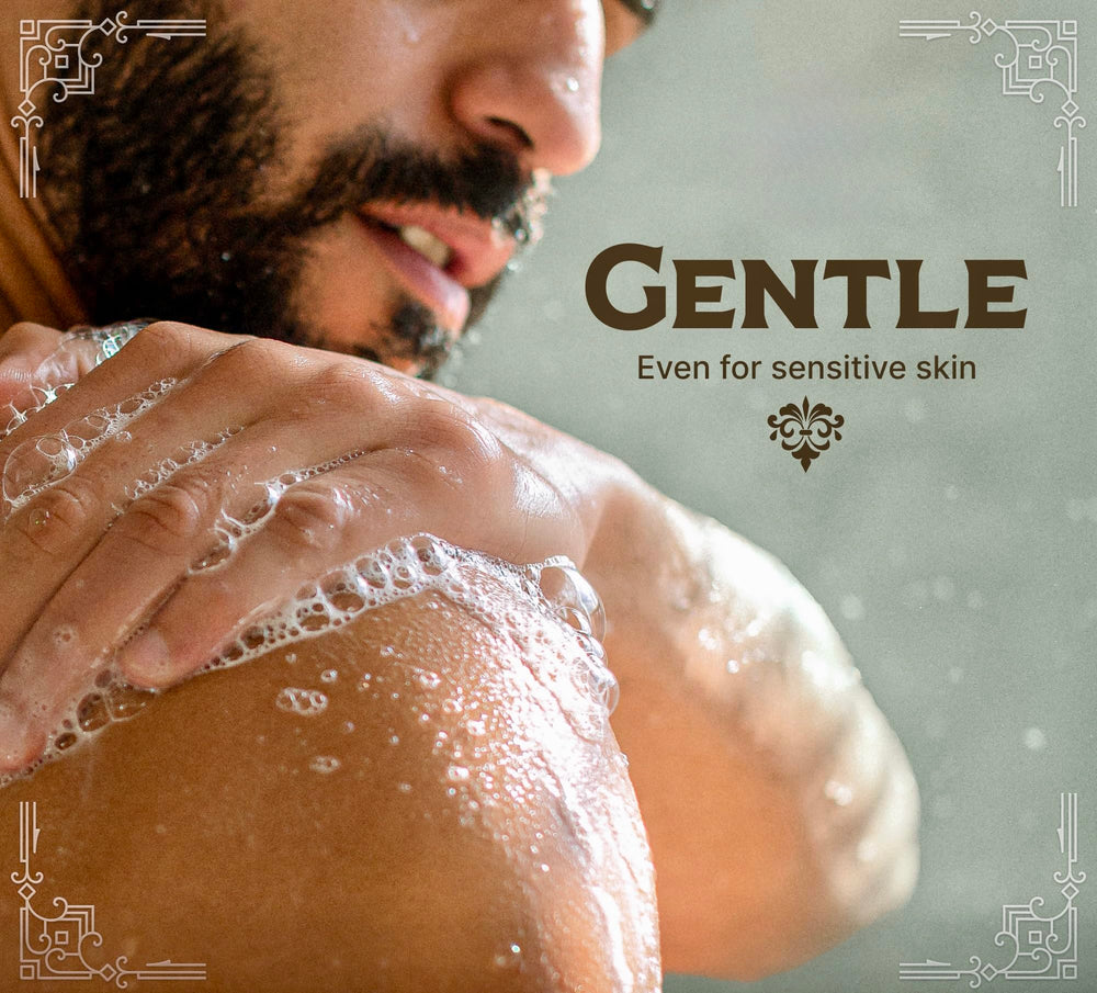 Carolina Castile Soap Patchouli Bergamot pour reveals a gentle lather ready for body wash.