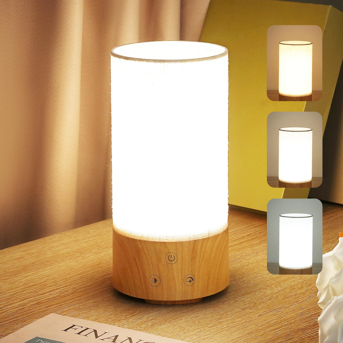 Caromolly light therapy lamp close-up of flaxen shade for gentle morning brightness