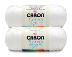Caron Simply Soft yarn solids 2-pack White skeins, ultra-soft acrylic, machine washable for garments