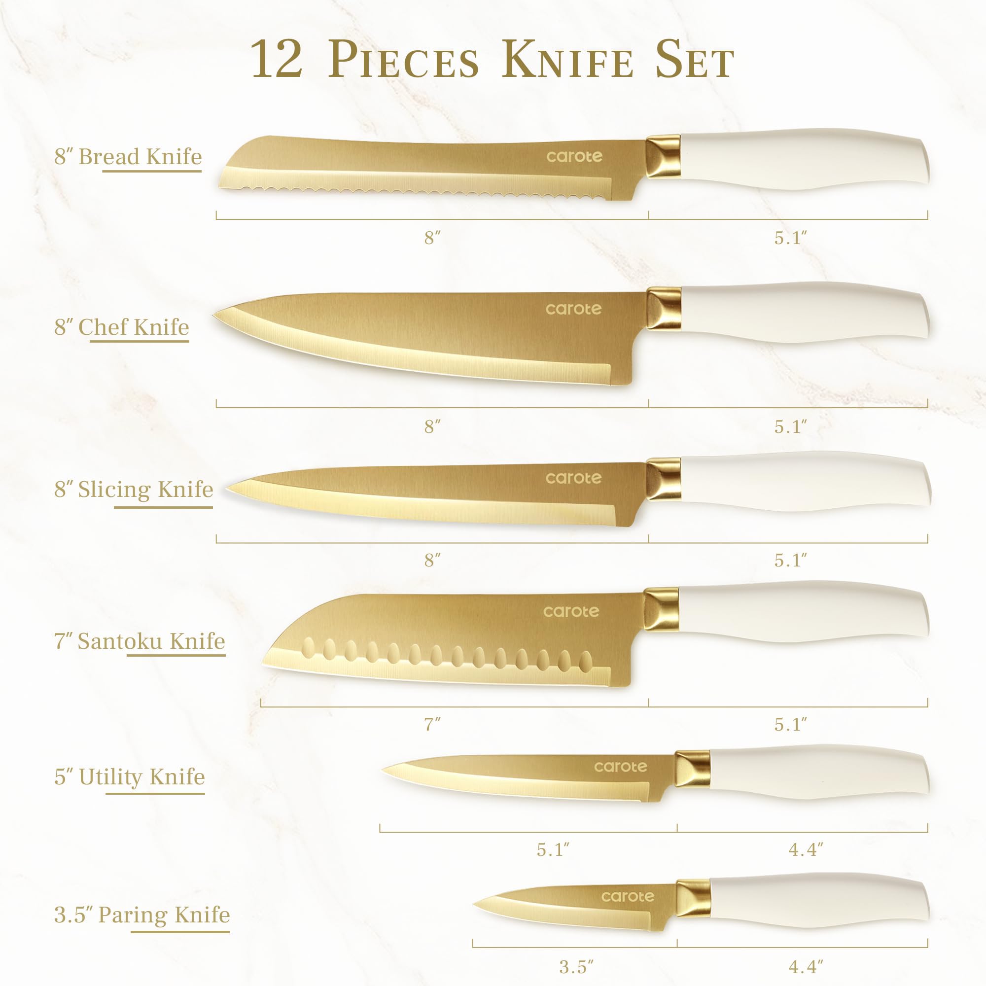CAROTE gold titanium coating close-up highlights durability and nonstick surface.