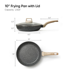 CAROTE granite nonstick pan with glass lid for visible, safe simmering.