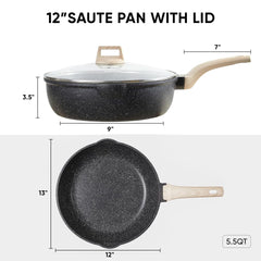 CAROTE induction-base pan image highlights fast, even heating on compatible stoves.