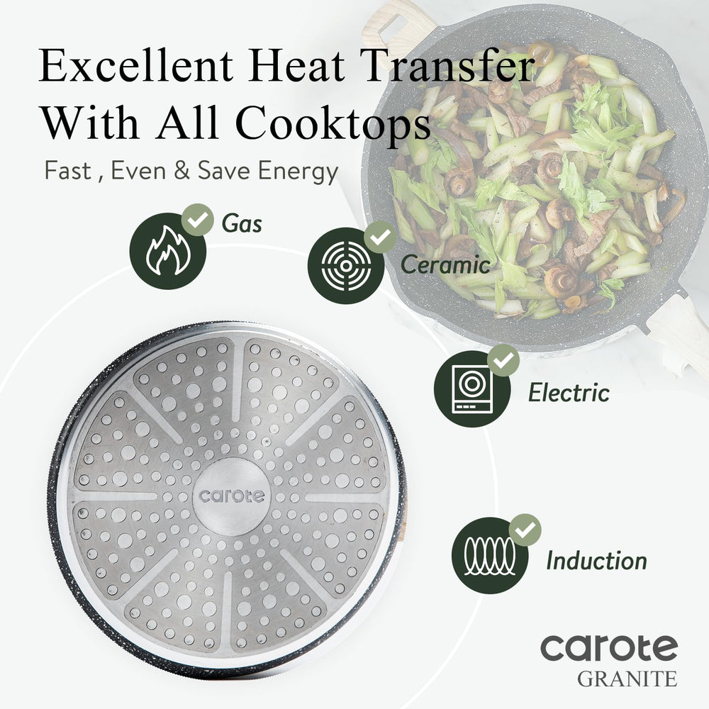 CAROTE tempered glass lid image lets you monitor cooking without lifting.
