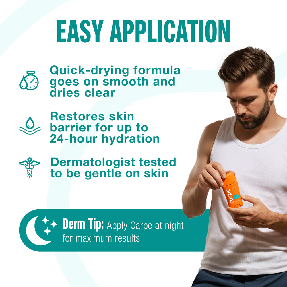 Carpe clean sport deodorant application demonstrates easy nighttime use.