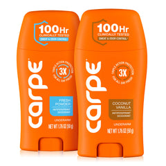 Carpe Coconut Vanilla packaging shows premium design for all-day protection.