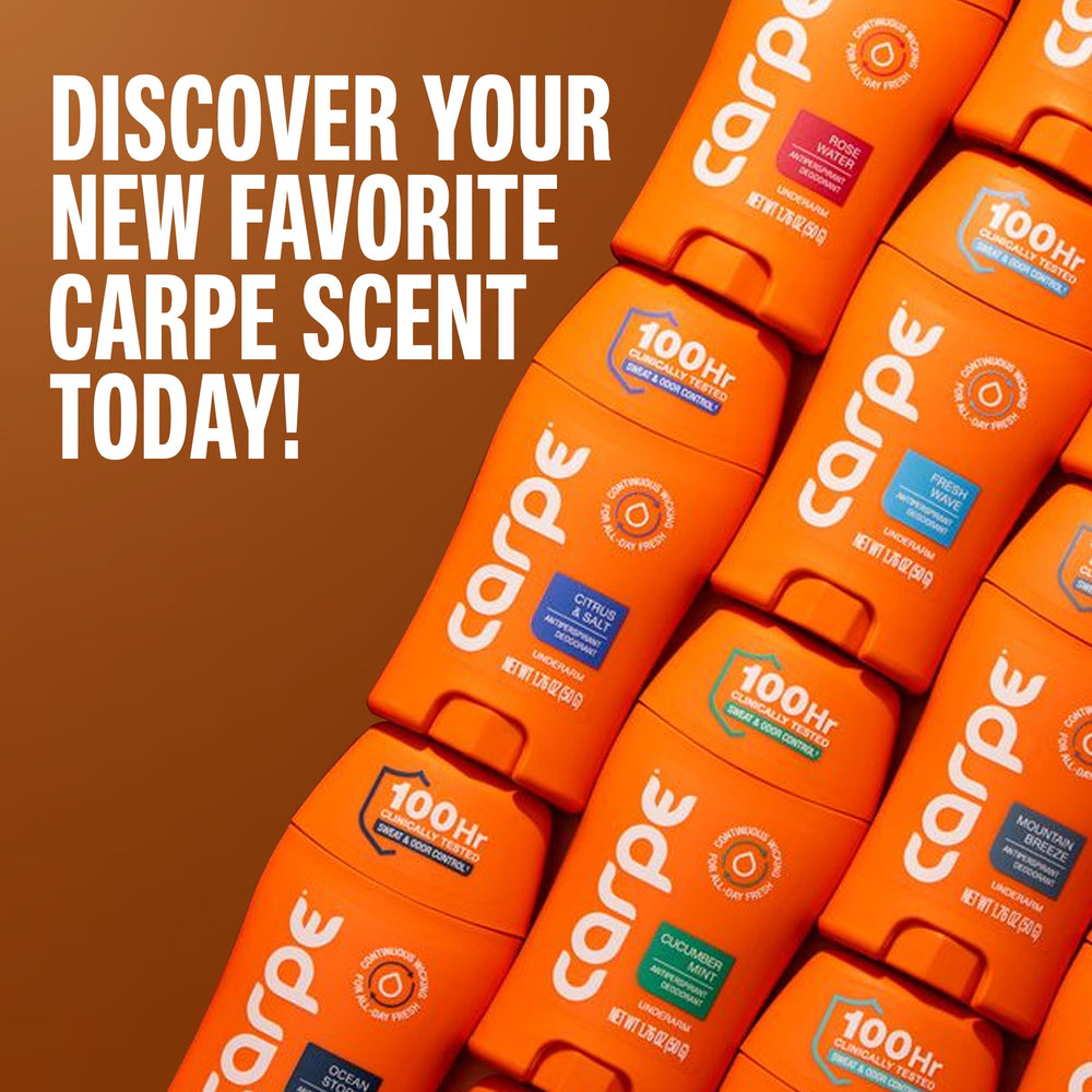 Carpe dermatologist-tested badge emphasizes safety and trust.