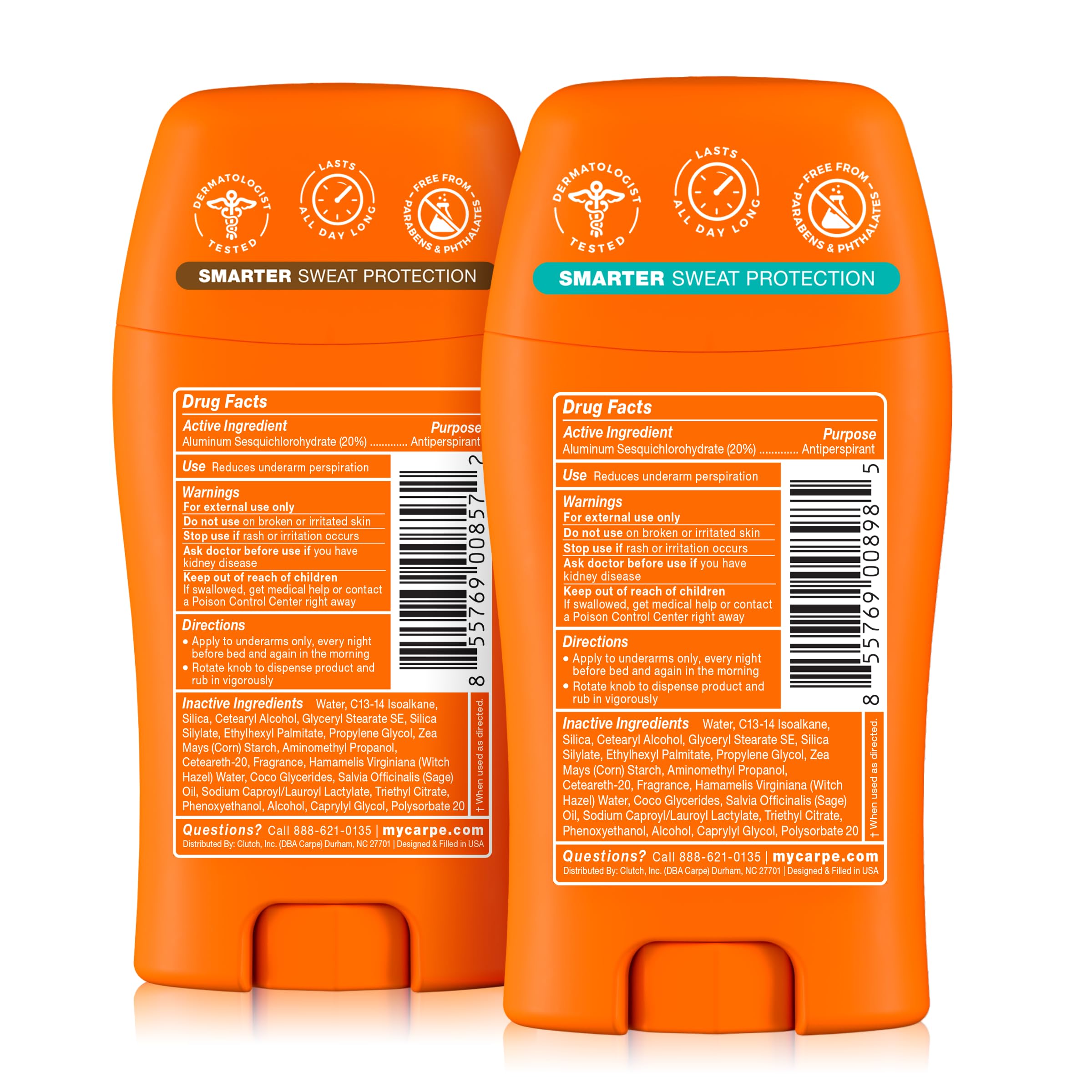 Carpe deodorant dry finish close-up shows a residue-free result.