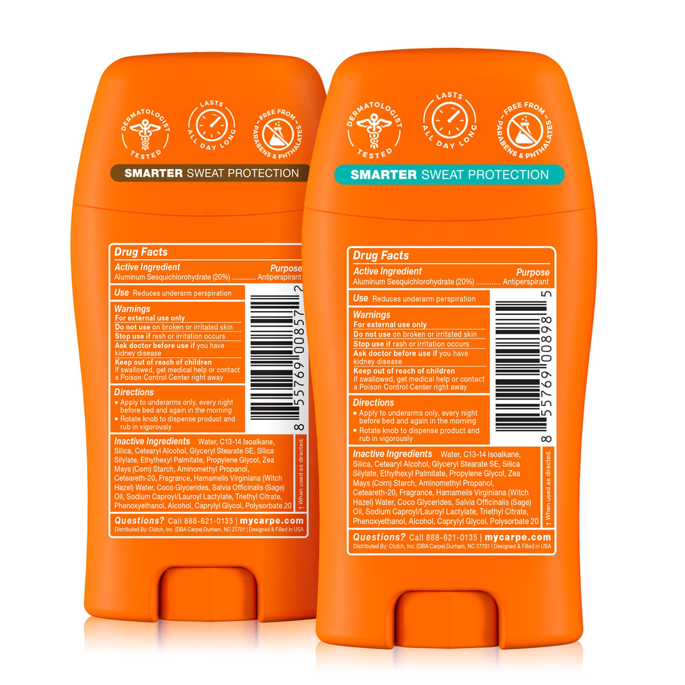 Carpe deodorant dry finish close-up shows a residue-free result.