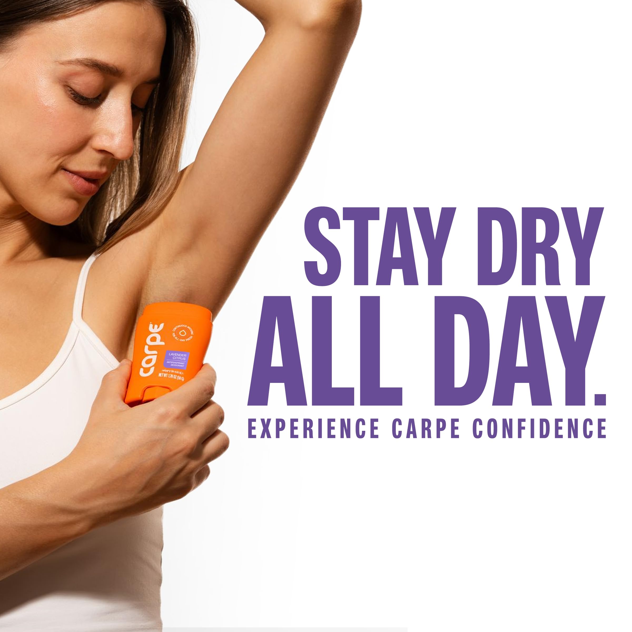 Carpe dermatologist-tested seal emphasizes safety for skin.