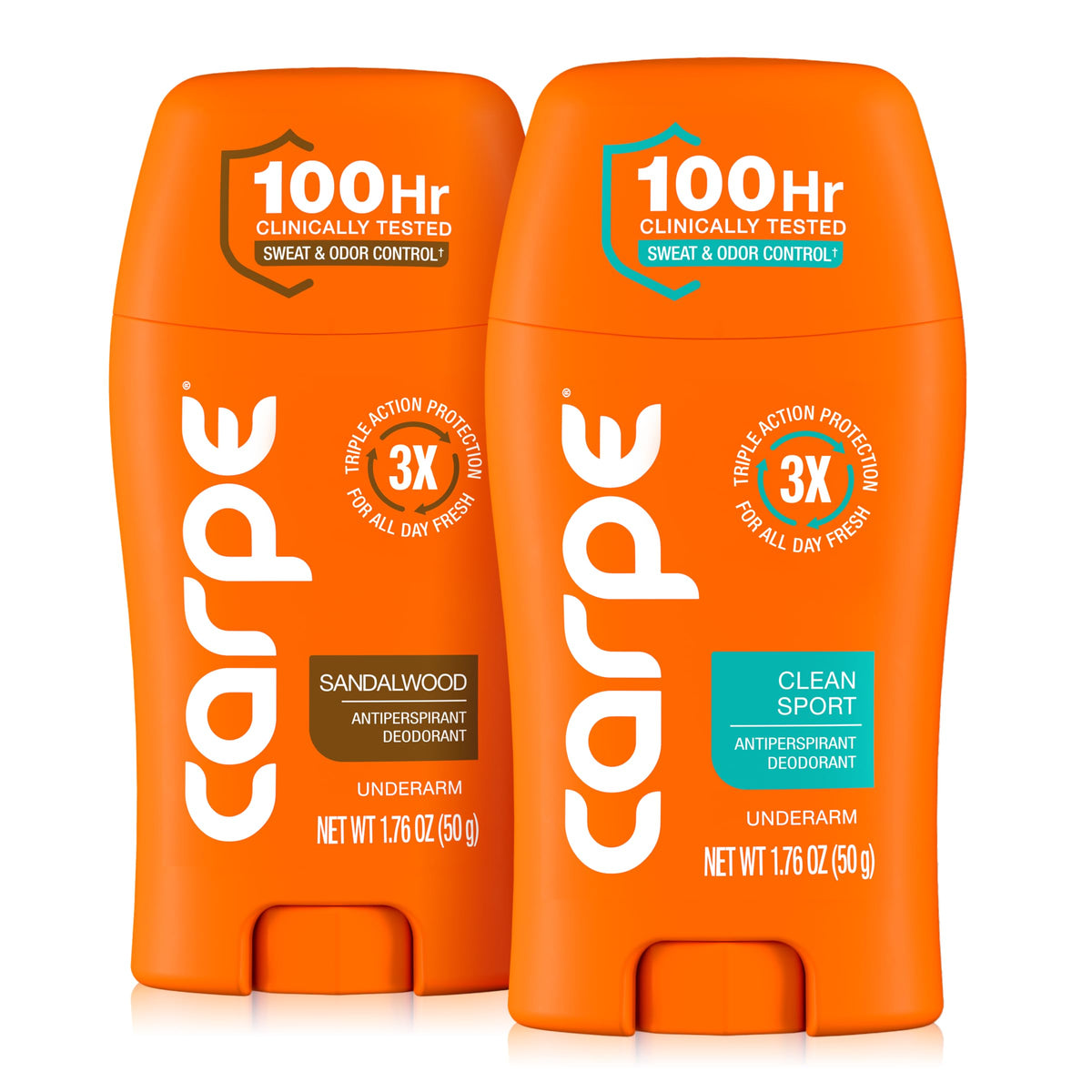 Carpe sandalwood deodorant bottle offers long-lasting protection and fresh scent.