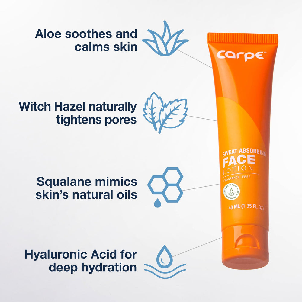 Carpe Sweat Absorbing Face Lotion being applied demonstrates primer-like use for makeup.