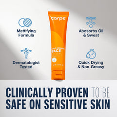 Carpe Sweat Absorbing Face Lotion texture close-up reveals silky matte finish and oil control.